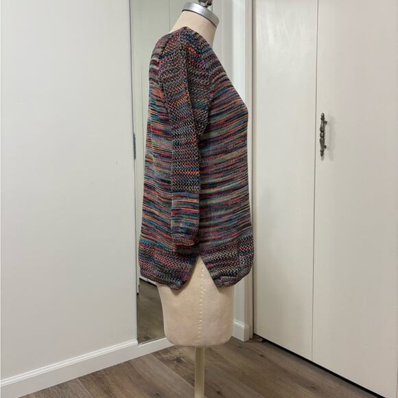 John Paul Richard Woman's Multicolor Knit Casual Blouse Sweater Medium - Picture 2 of 5